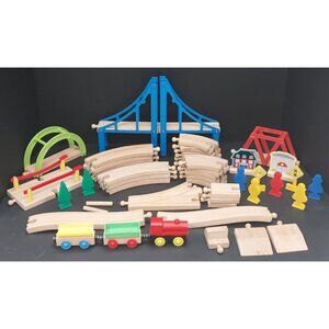 Wooden & Plastic Train Set Shanghai Wooden Arts & Crafts Co Ltd- 50 Pieces